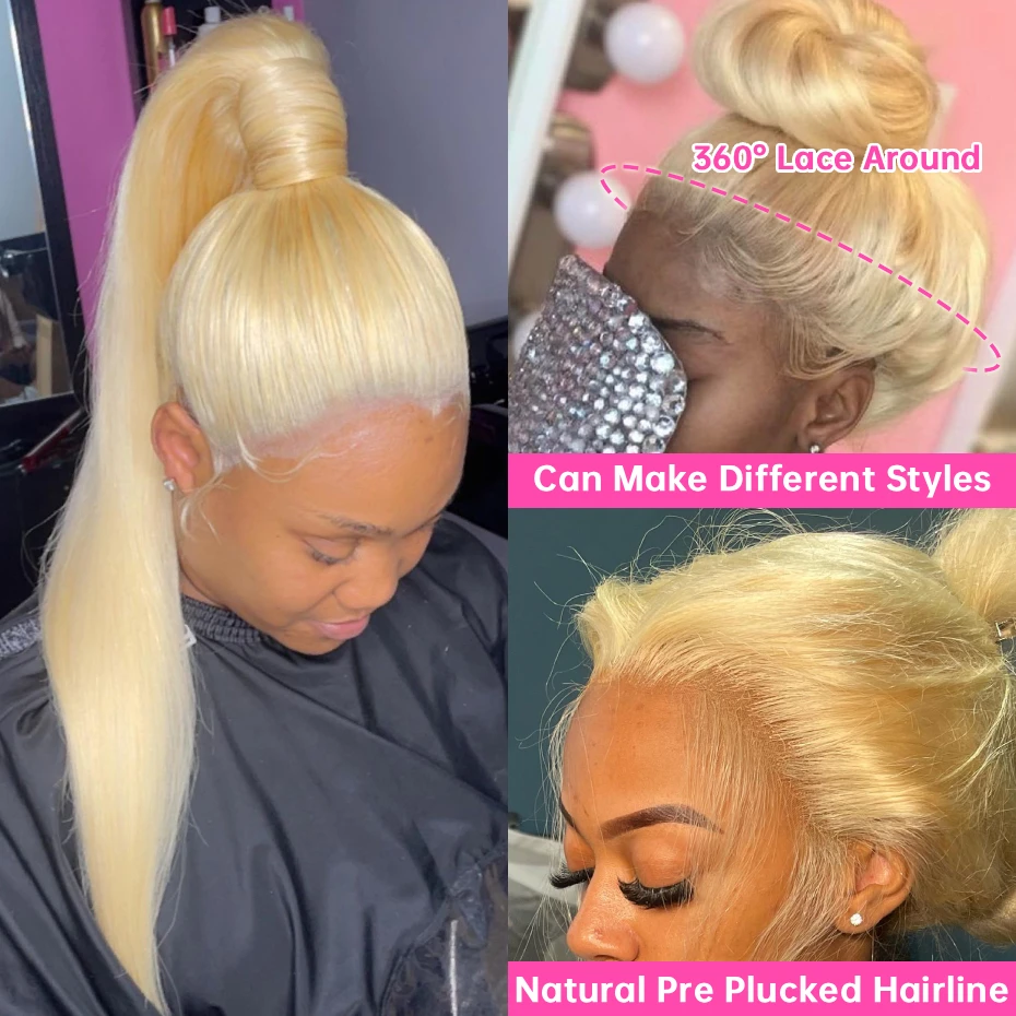 613 13x4 13x6 360 Lace Frontal Wig Body Wave Lace Front Wig 250 Density Brazilian Bone Straight Blonde Human Hair Wigs For Women