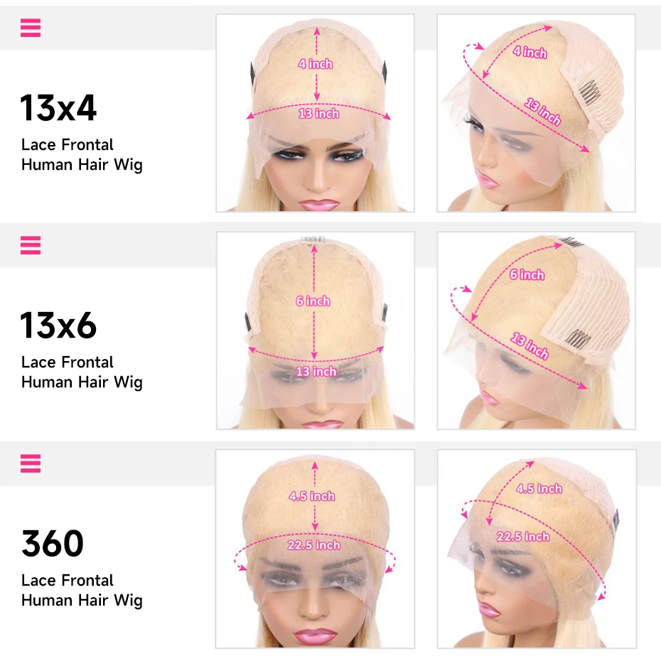 613 13x4 13x6 360 Lace Frontal Wig Body Wave Lace Front Wig 250 Density Brazilian Bone Straight Blonde Human Hair Wigs For Women
