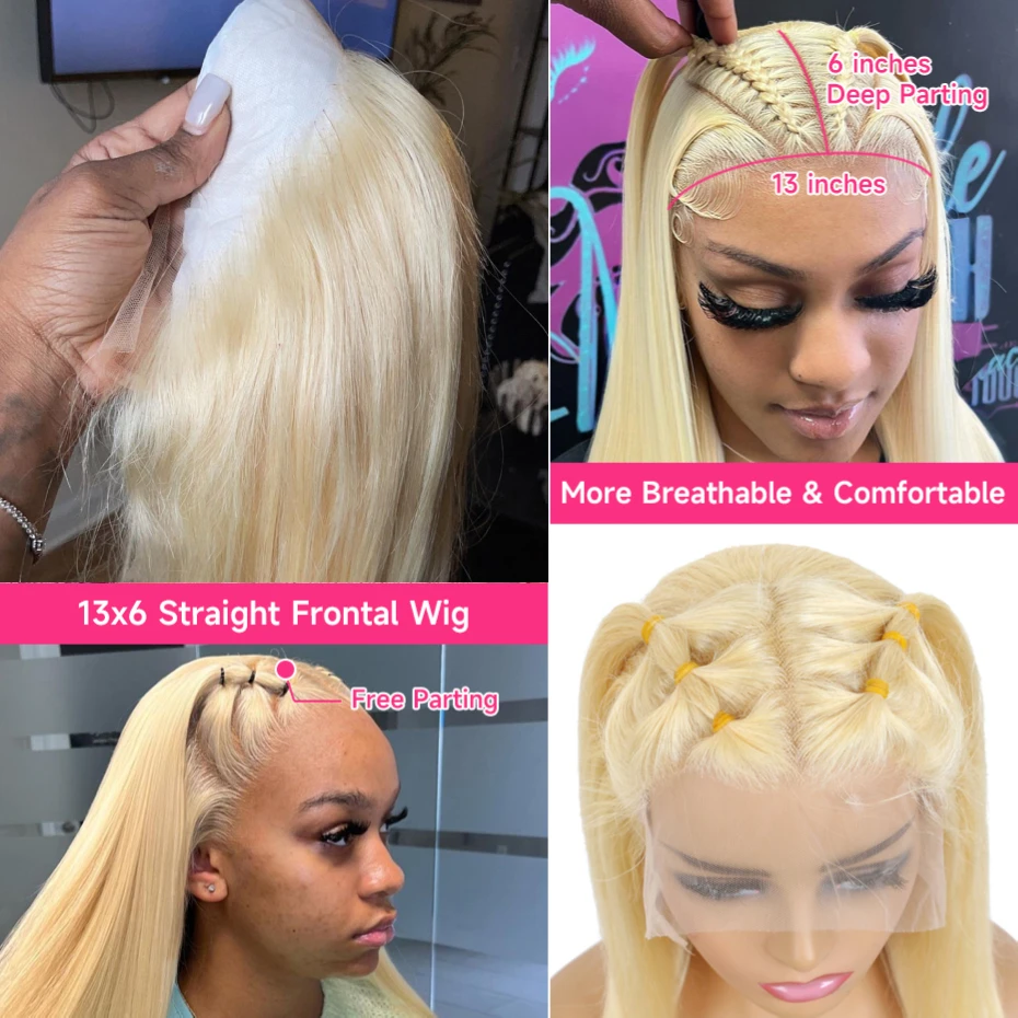 613 13x4 13x6 360 Lace Frontal Wig Body Wave Lace Front Wig 250 Density Brazilian Bone Straight Blonde Human Hair Wigs For Women