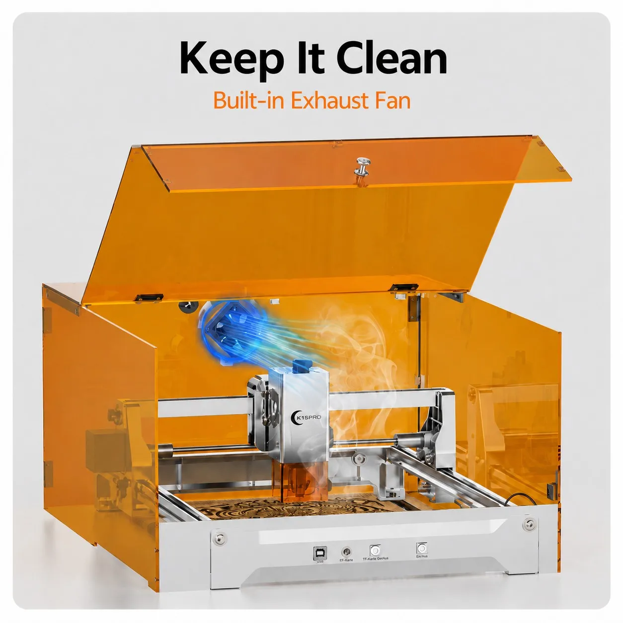 Carverall K15PRO 12W Blue Laser Engraver Cutter, Open-Frame & Enclosed Machine with MD2 Air Purifier Kit, A4 297x210mm, 15000mm/min, 0.01mm Precision, Free Software, DIY Gifts Home Studio Small Business, Wood Acrylic Leather Craft
