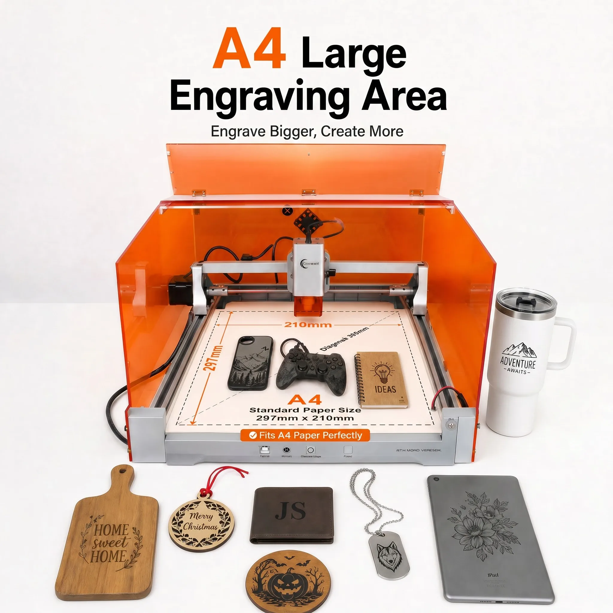 Carverall K15PRO 12W Blue Laser Engraver Cutter, Open-Frame & Enclosed Machine with MD2 Air Purifier Kit, A4 297x210mm, 15000mm/min, 0.01mm Precision, Free Software, DIY Gifts Home Studio Small Business, Wood Acrylic Leather Craft