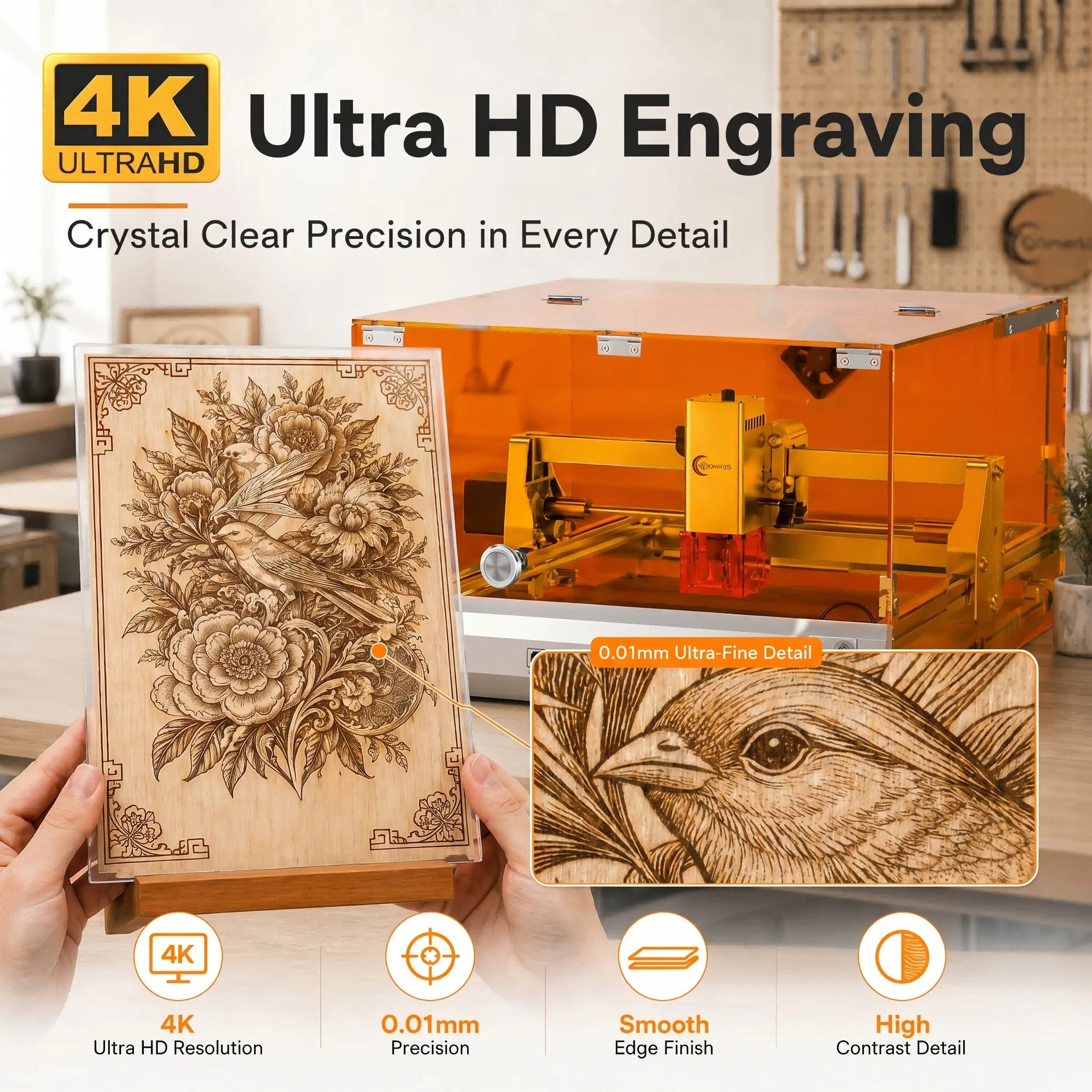 Carverall K15PRO 12W Blue Laser Engraver Cutter, Open-Frame & Enclosed Machine with MD2 Air Purifier Kit, A4 297x210mm, 15000mm/min, 0.01mm Precision, Free Software, DIY Gifts Home Studio Small Business, Wood Acrylic Leather Craft