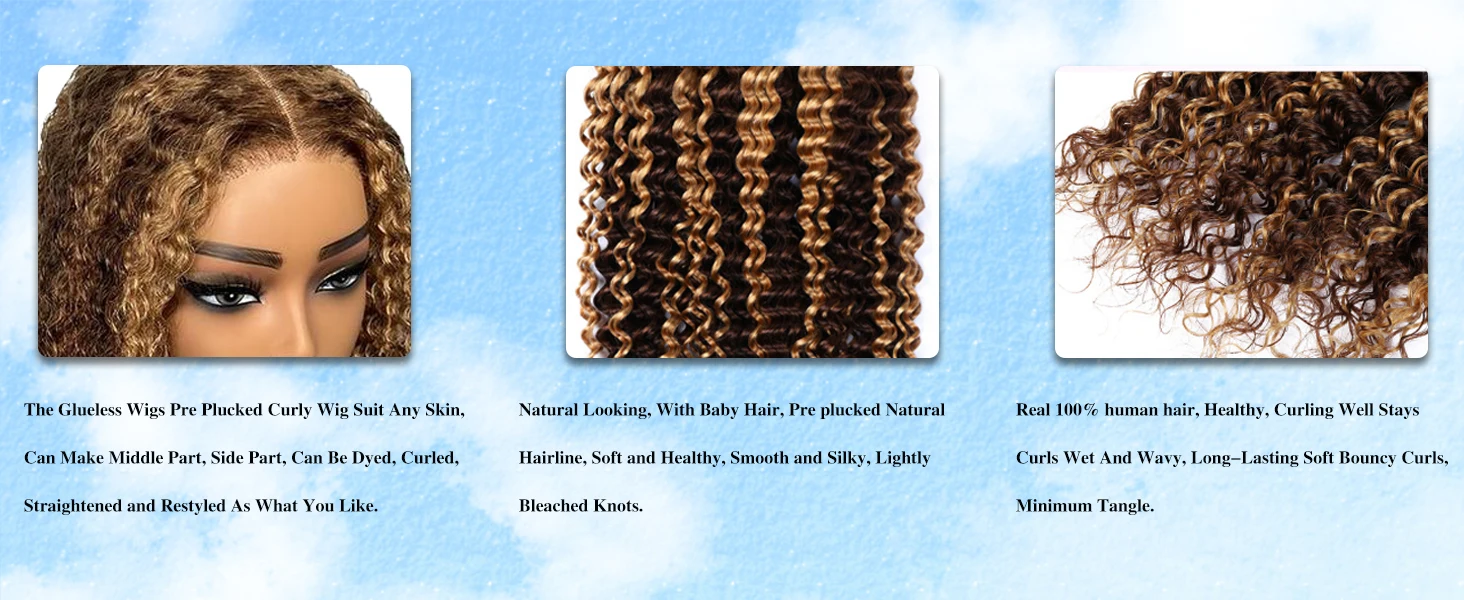 Ombre Highlight Bob Wigs Human Hair 4/27 Highlight Glueless Wig Deep Wave Curly Honey Blonde Lace Front Bob Wigs Ready To Wear
