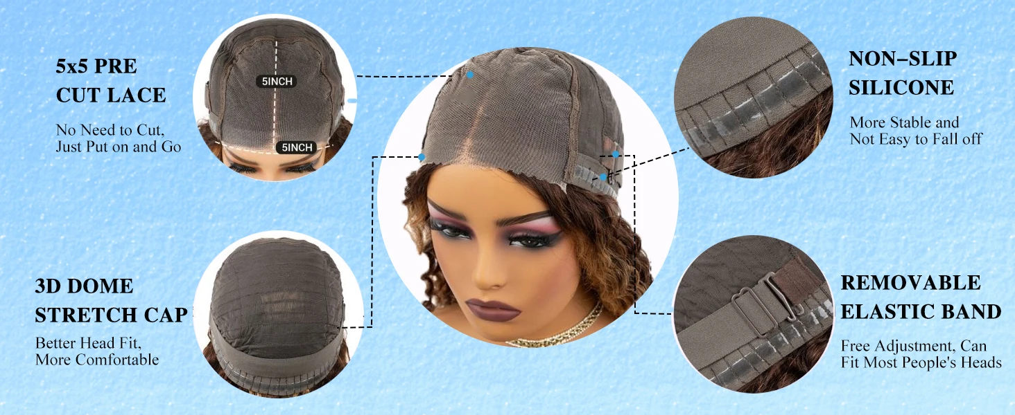 Ombre Highlight Bob Wigs Human Hair 4/27 Highlight Glueless Wig Deep Wave Curly Honey Blonde Lace Front Bob Wigs Ready To Wear