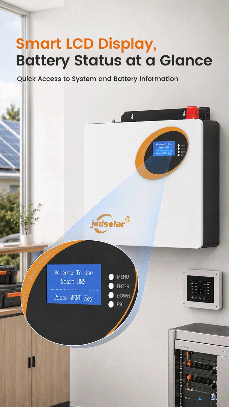 Jsdsolar 25.6V 100Ah LiFePO4 Battery 100A BMS 2560Wh Solar Lithium Iron Phosphate Battery 6000+ Cycles CAN RS485  For Solar Power System