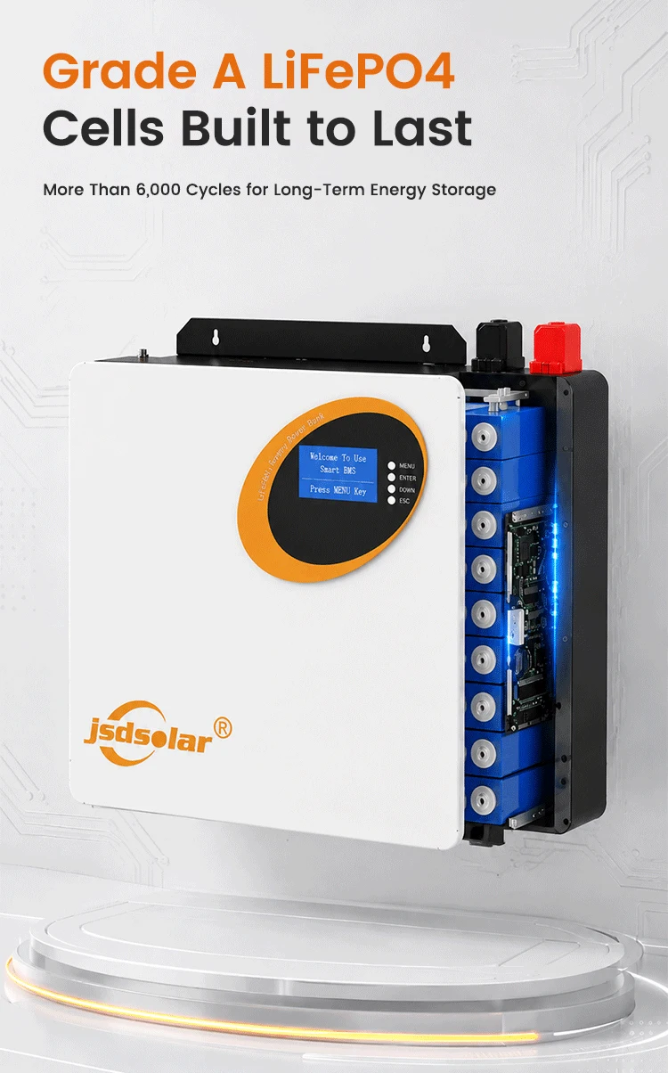 Jsdsolar 25.6V 100Ah LiFePO4 Battery 100A BMS 2560Wh Solar Lithium Iron Phosphate Battery 6000+ Cycles CAN RS485  For Solar Power System