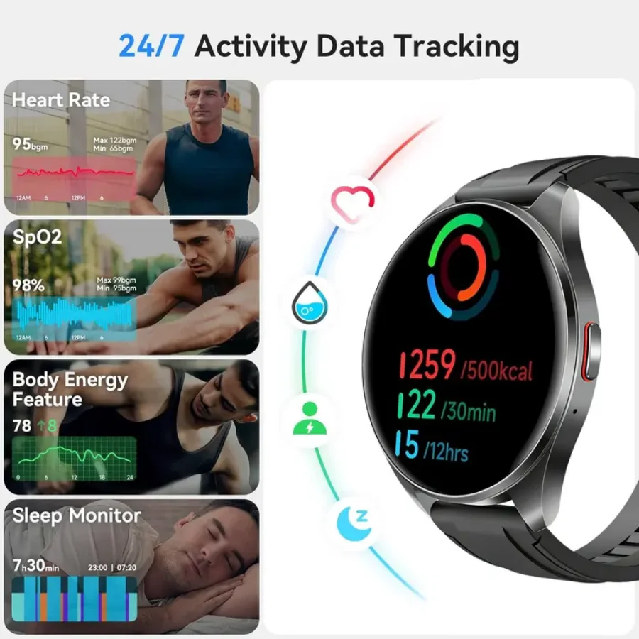 Smart Watch for Men & Women, Wireless Calling Dialing 100+ Sport Modes Fitness Tracker with Various APP Reminders Call Message Reminder Touch Screen Compatible with IOS Android Wearable Smart Bracelet Digital Wristwatch Fall Gift