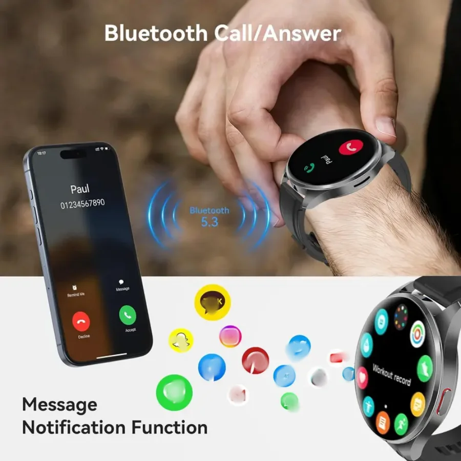 Smart Watch for Men & Women, Wireless Calling Dialing 100+ Sport Modes Fitness Tracker with Various APP Reminders Call Message Reminder Touch Screen Compatible with IOS Android Wearable Smart Bracelet Digital Wristwatch Fall Gift