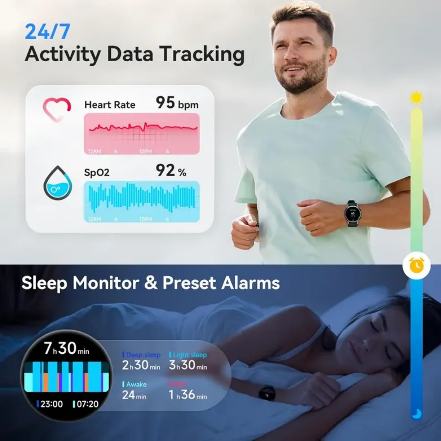 Smart Watch for Men & Women, Wireless Calling Dialing 100+ Sport Modes Fitness Tracker with Various APP Reminders Call Message Reminder Touch Screen Compatible with IOS Android Wearable Smart Bracelet Digital Wristwatch Fall Gift