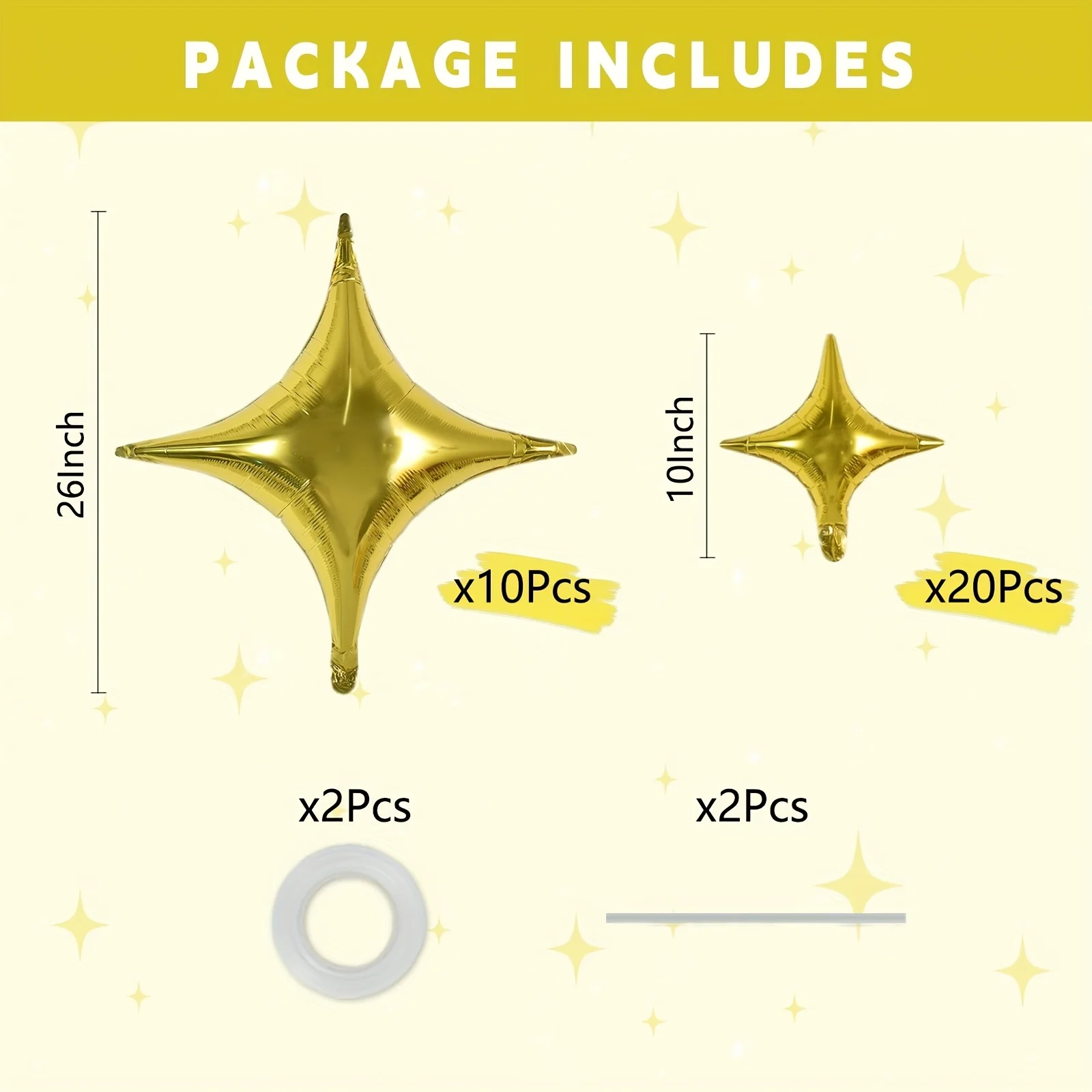 30pcs Gold Silver Foil Star Balloons Set 26inch 10inch Shiny Polyester Four Pointed Star Foil Balloons Strong Atmosphere Party Decorations For Birthdays Weddings Christmas New Year Holiday Celebration Supplies Christmas Essentials