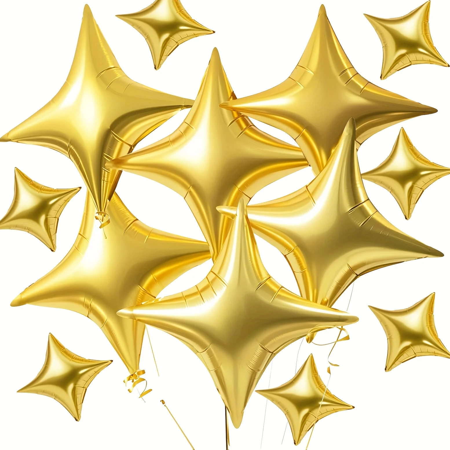 30pcs Gold Silver Foil Star Balloons Set 26inch 10inch Shiny Polyester Four Pointed Star Foil Balloons Strong Atmosphere Party Decorations For Birthdays Weddings Christmas New Year Holiday Celebration Supplies Christmas Essentials