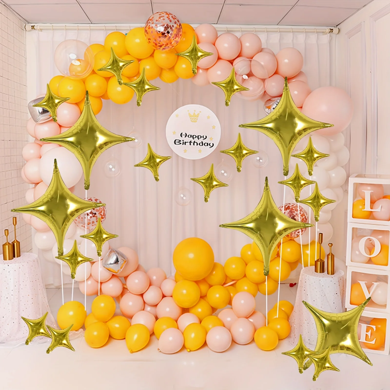 30pcs Gold Silver Foil Star Balloons Set 26inch 10inch Shiny Polyester Four Pointed Star Foil Balloons Strong Atmosphere Party Decorations For Birthdays Weddings Christmas New Year Holiday Celebration Supplies Christmas Essentials