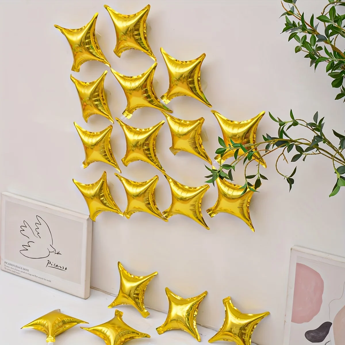 30pcs Gold Silver Foil Star Balloons Set 26inch 10inch Shiny Polyester Four Pointed Star Foil Balloons Strong Atmosphere Party Decorations For Birthdays Weddings Christmas New Year Holiday Celebration Supplies Christmas Essentials