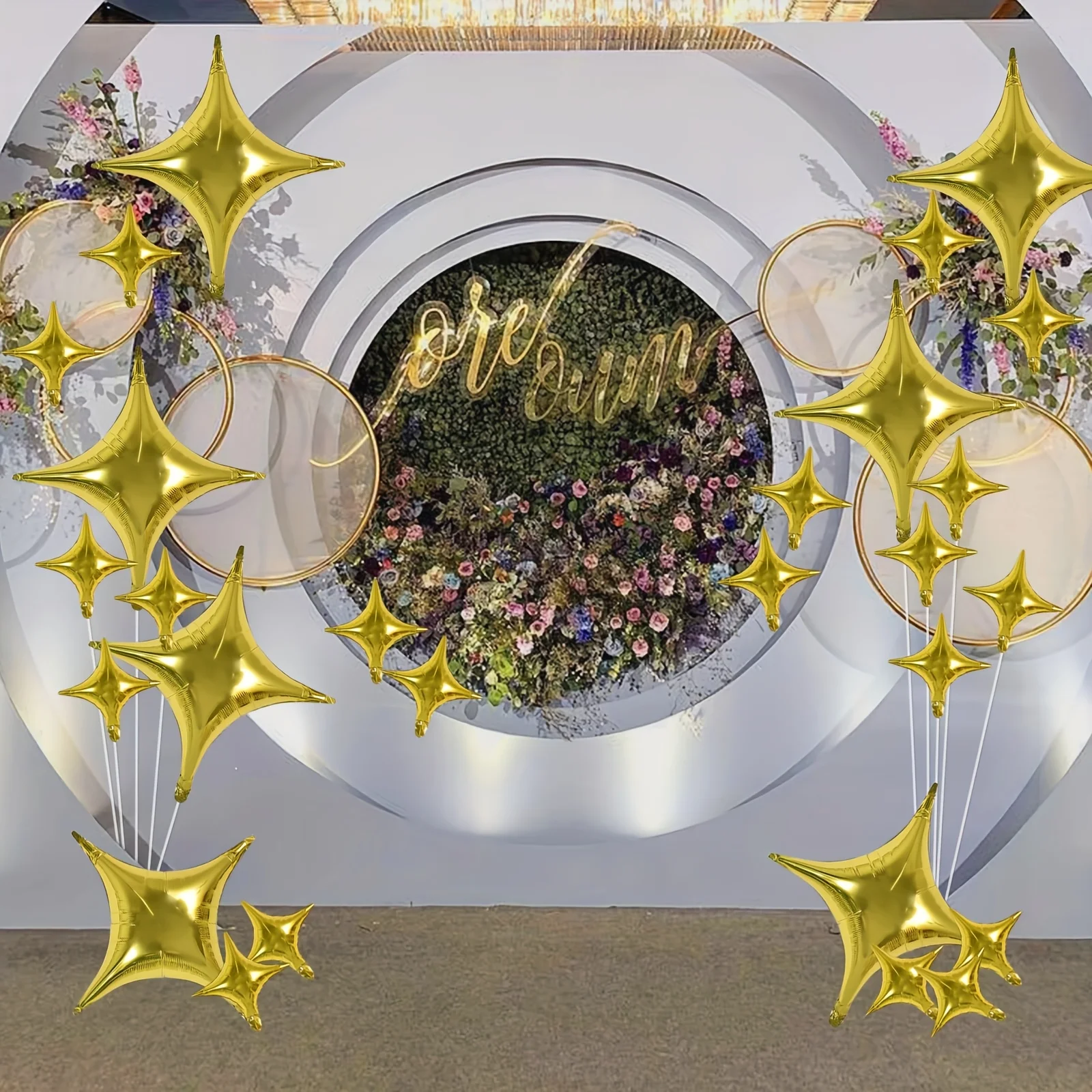 30pcs Gold Silver Foil Star Balloons Set 26inch 10inch Shiny Polyester Four Pointed Star Foil Balloons Strong Atmosphere Party Decorations For Birthdays Weddings Christmas New Year Holiday Celebration Supplies Christmas Essentials