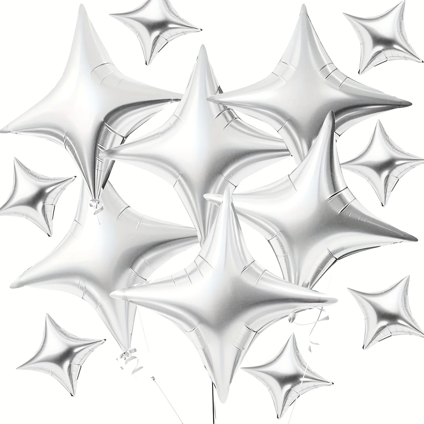 30pcs Gold Silver Foil Star Balloons Set 26inch 10inch Shiny Polyester Four Pointed Star Foil Balloons Strong Atmosphere Party Decorations For Birthdays Weddings Christmas New Year Holiday Celebration Supplies Christmas Essentials