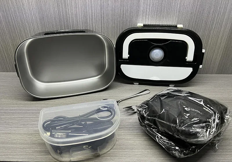 us USA Local Fast Shipping 1.5L Portable Electric Lunch Box, 60W Food Heater for Car & Home, Leak-Proof with Stainless Steel Container, Insulated Heating Student Lunch Box, Hot Waterless Heating Rice Box, 12V/24V Car Plug, Includes Spoon & Leak-Proof Seal