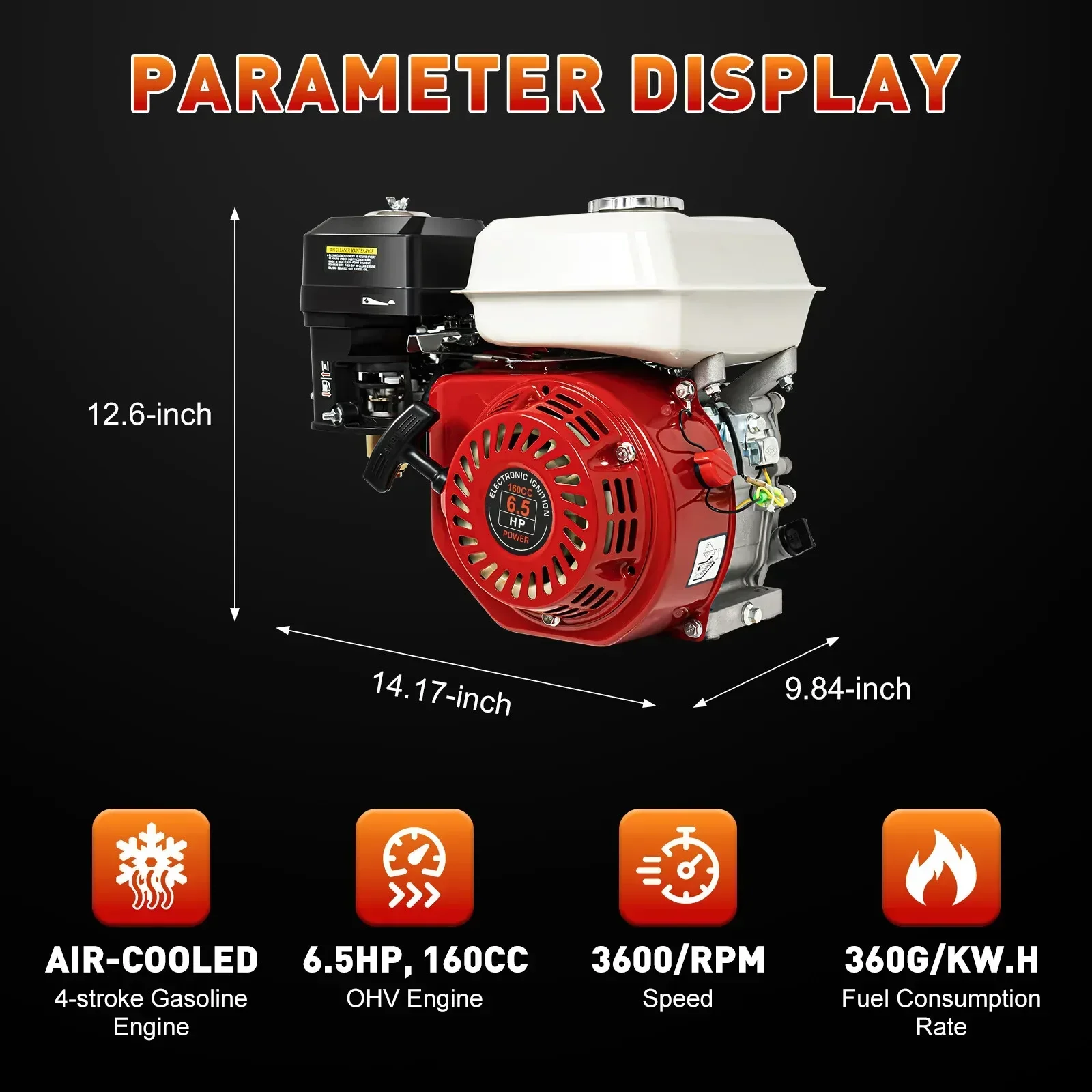 6.5HP Gas Engine 200cc 4-Stroke OHV Air Cooling 3600rpm Gasoline Engine For Honda GX160