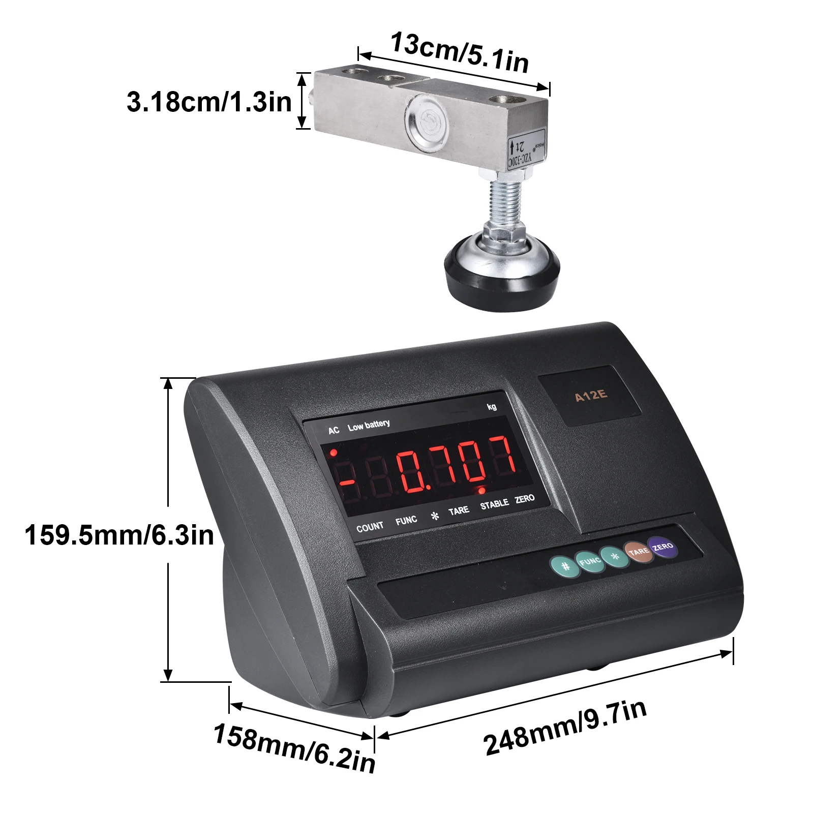 10,000 lb Precision Livestock Scale Kit, Heavy Duty Floor Scale with 4 Two-Ton Load Cells – Digital Animal Weighing System for Cattle, Sheep, Horse with Junction Box