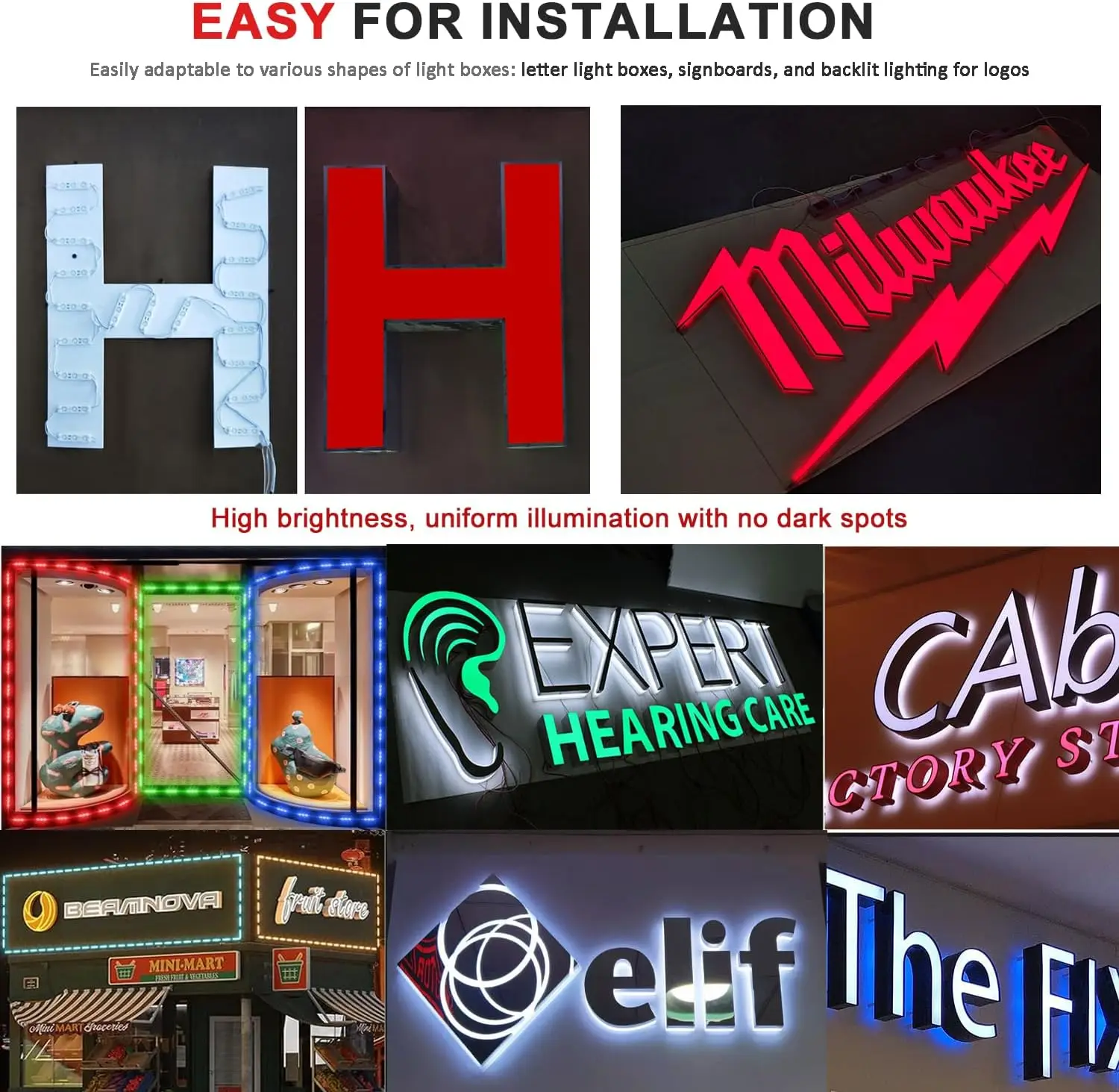 200PCS UL Listed RGB LED Module Kit, 110FT 5050 SMD LED Module Lights IP65 for Signs Storefront Window Advertising Décor