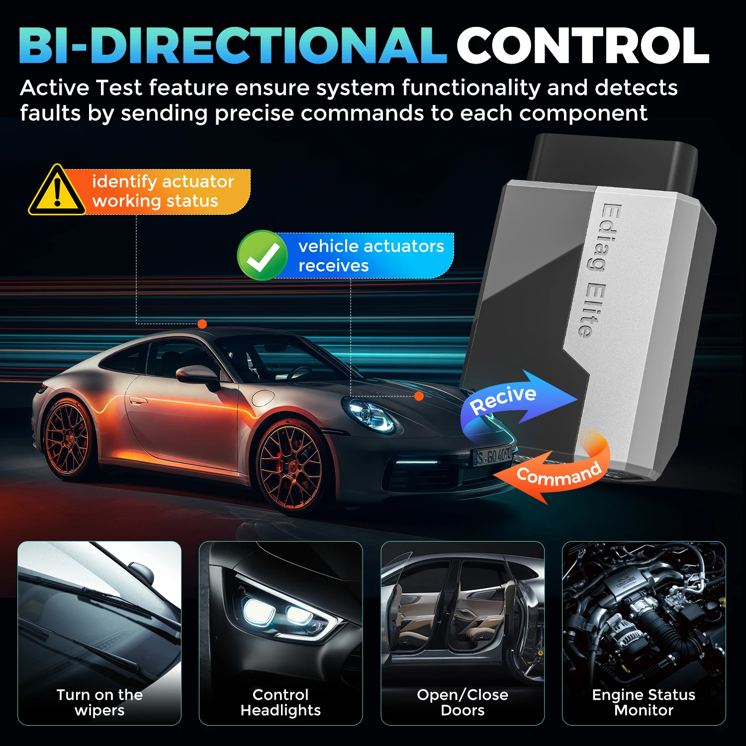 KINGBOLEN EDIAG ELITE Lifetime Free Update All System Car Diagnostic Tool Bidirectional OBD2 Scanner 15 Service Active Tester