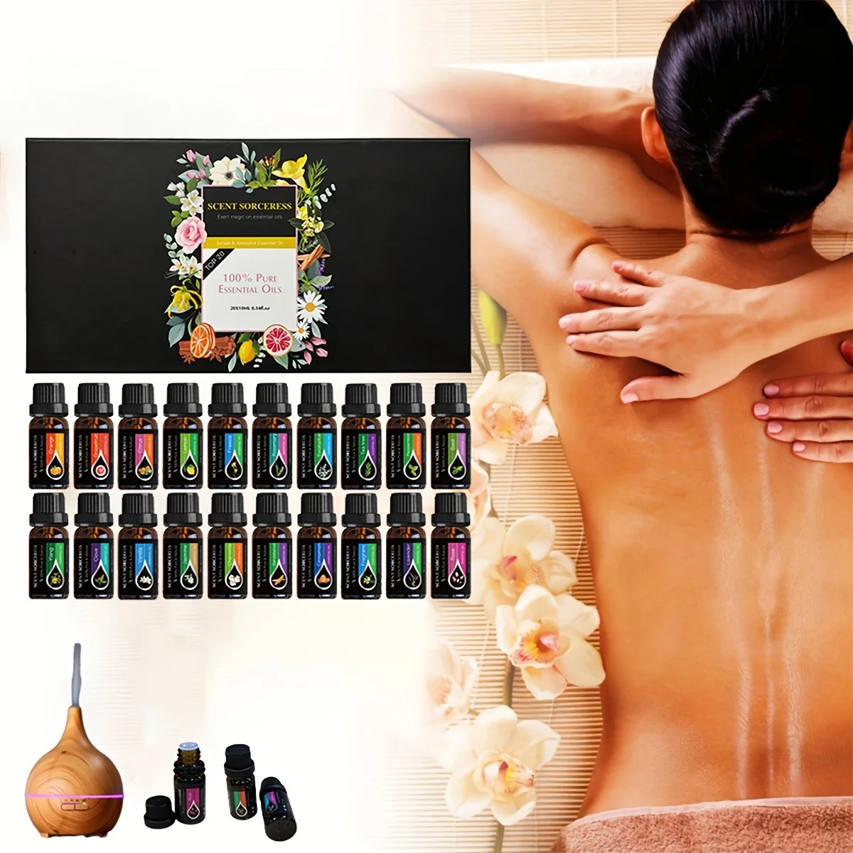 20pcs/set Essential Oil Set Lavender Eucalyptus Sweet Orange Lemon Massage Spa Aromatherapy Fragrance Oil for Humidifier Diffuse