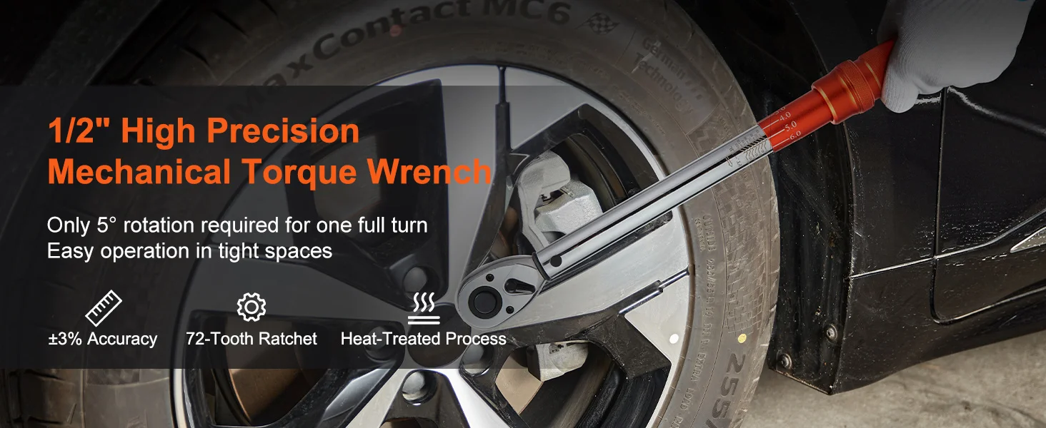 SucceBuy Torque Wrench Set Drive Click Torque Wrench Dual-Direction Adjustable Mechanical Dual Range Scales Torque Wrench Kit