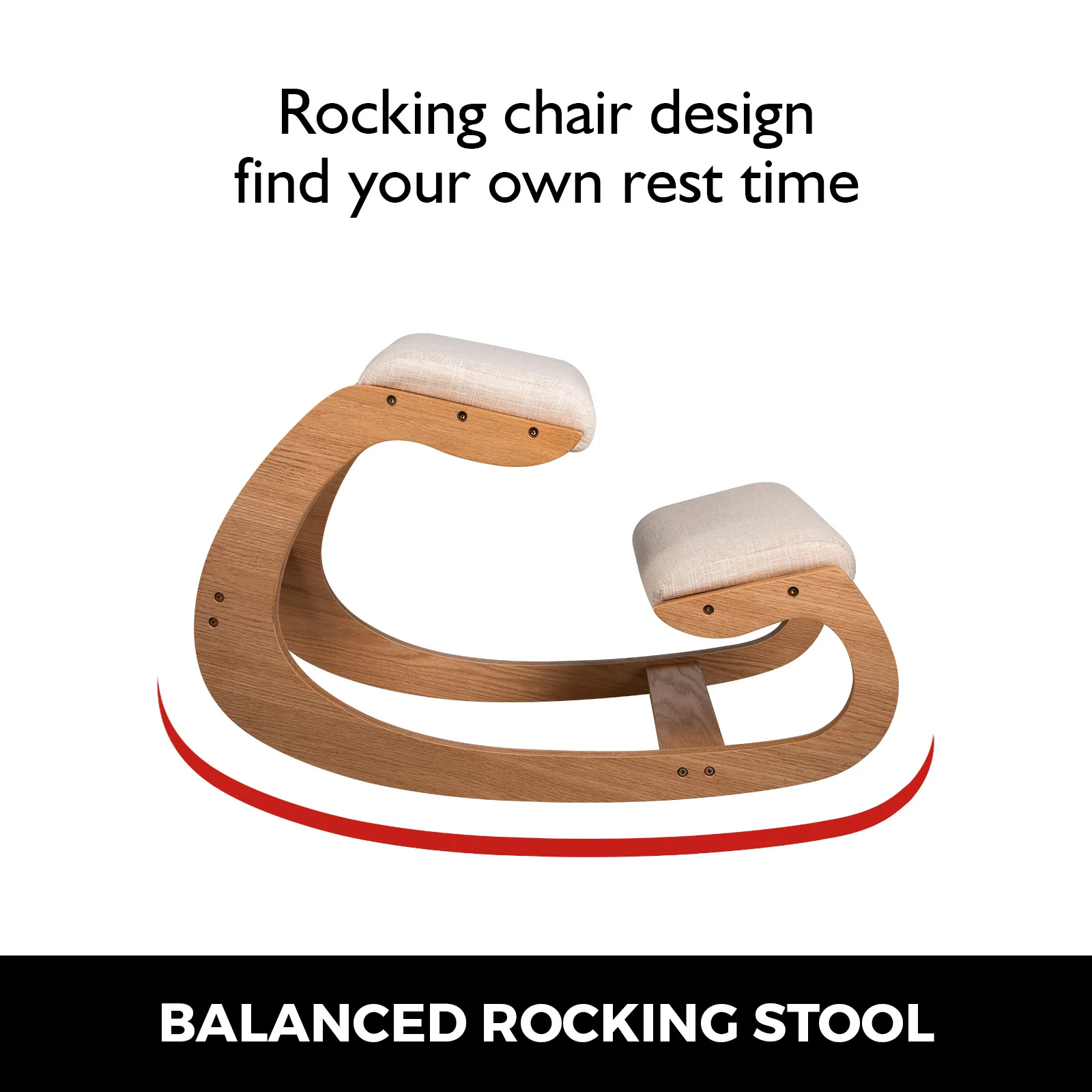 SucceBuy Ergonomic Kneeling Chair Stool W/ Thick Cushion Home Office Chair Improving Body Posture Rocking Wood Computer Chair