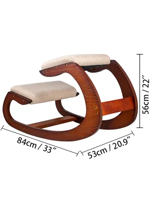 SucceBuy Ergonomic Kneeling Chair Stool W/ Thick Cushion Home Office Chair Improving Body Posture Rocking Wood Computer Chair