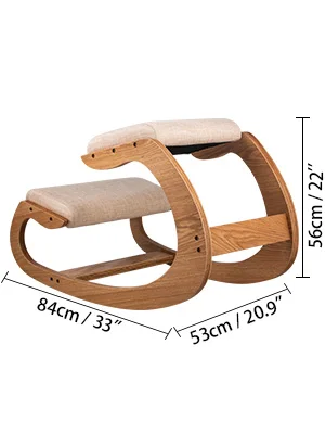 SucceBuy Ergonomic Kneeling Chair Stool W/ Thick Cushion Home Office Chair Improving Body Posture Rocking Wood Computer Chair