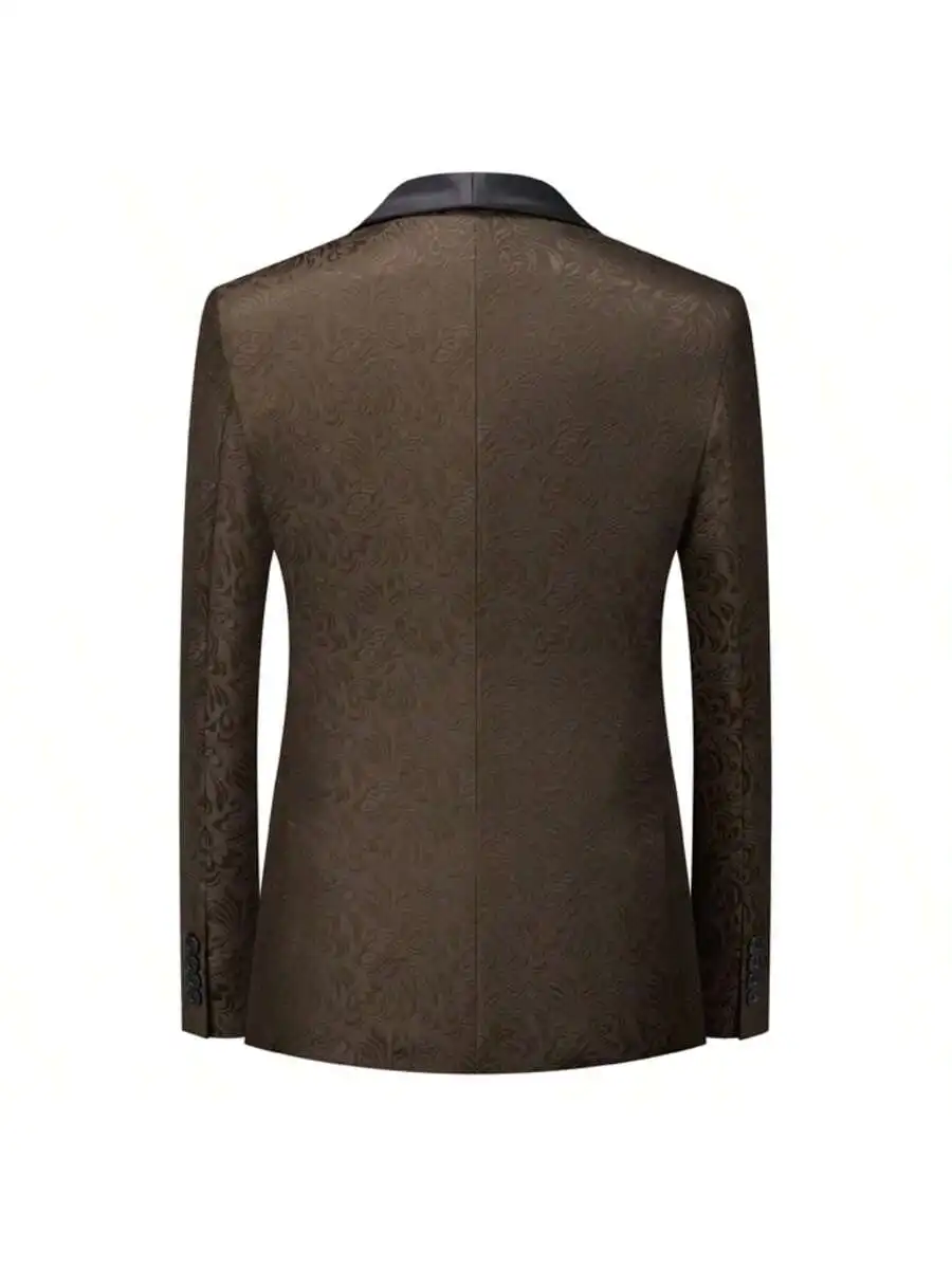 Mens 3 Piece Floral Tuxedo, Jacquard Slim Suit Set, Paisley Blazer Vest and Pants for Prom Wedding