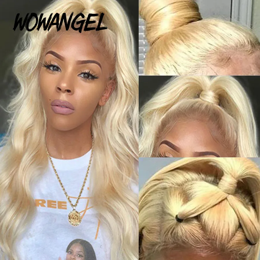 Wow Angel Real HD Lace Frontal Wig 250% 13x6 HD Lace Front Human Hair Wig 613 Blonde Body Wave Wigs HD Lace Closure Wig Glueless