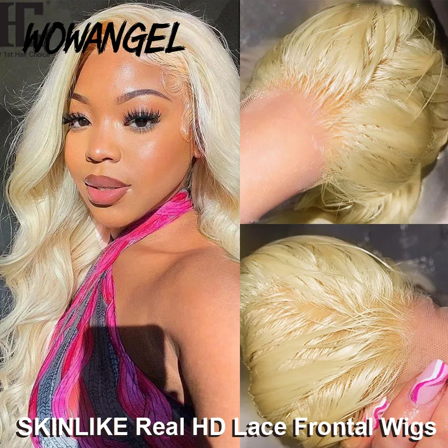 Wow Angel Real HD Lace Frontal Wig 250% 13x6 HD Lace Front Human Hair Wig 613 Blonde Body Wave Wigs HD Lace Closure Wig Glueless