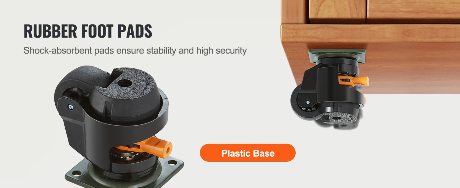 SucceBuy 4 Pcs Leveling Casters Heavy Duty Swivel Caster Wheels with Handle Design Height Adjustable Feet for Workbench Machine