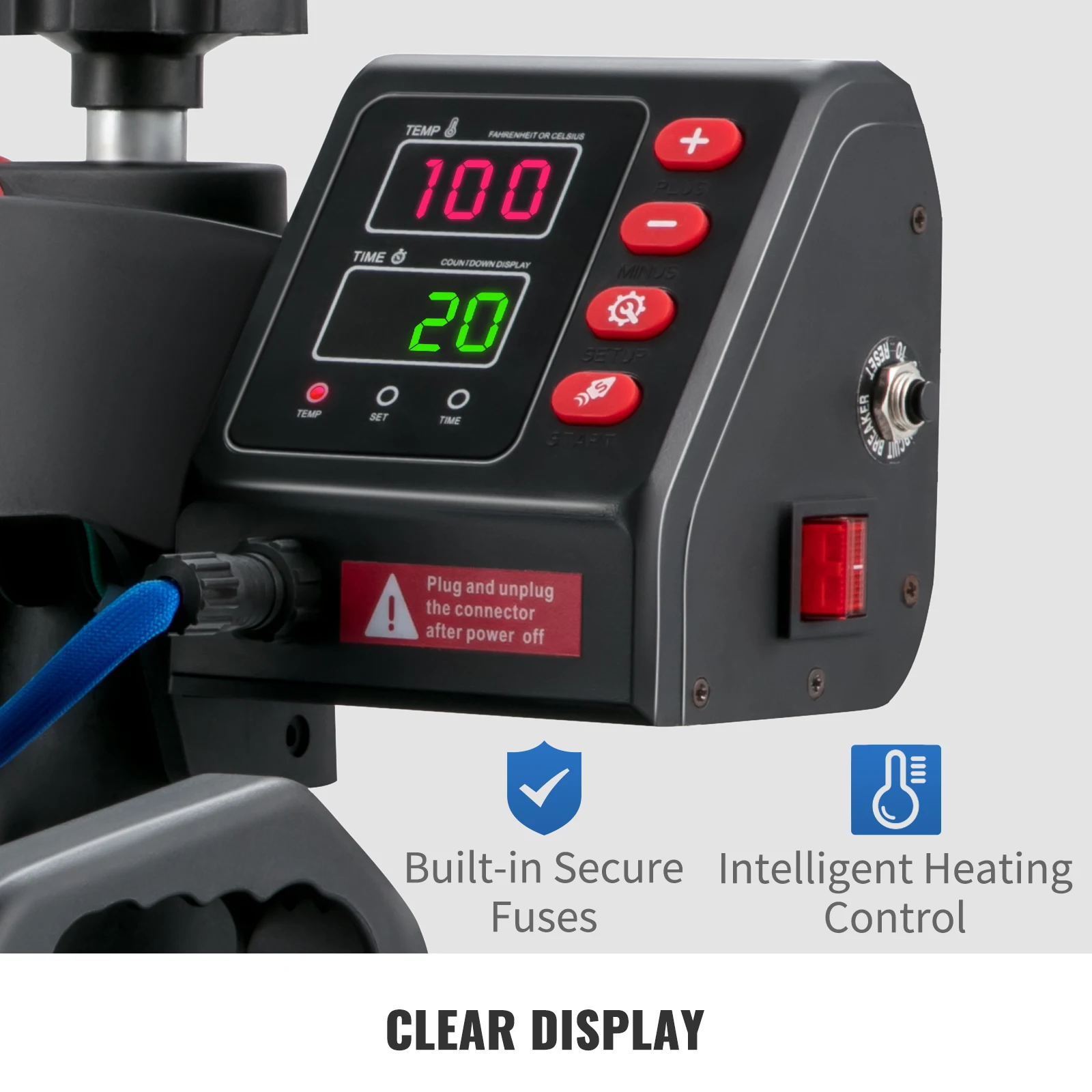 SucceBuy Heat Press 5in1 Heat Press Machine 12x15in Clamshell Sublimation Transfer Printer Digital Precise Temperature Control