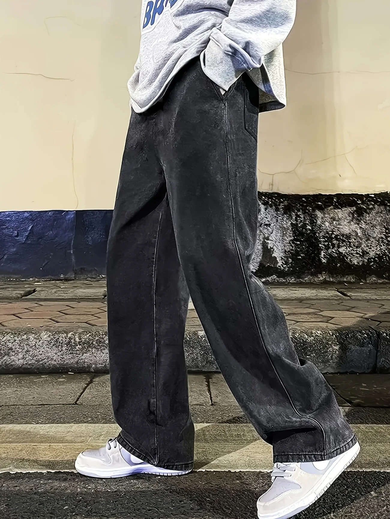 Men's Regular Fit Multi-Pocket Jeans Street Style Cotton Blend Denim Black Gray Non-Stretch All-Season Wear Classic Desi