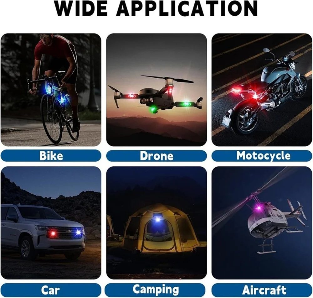 4PCS Car Decoration Light Atmospher Lamp Wireless LED Strobe Lights 8 Colors Warning Light for Motorcycle Car Aircraft Bike