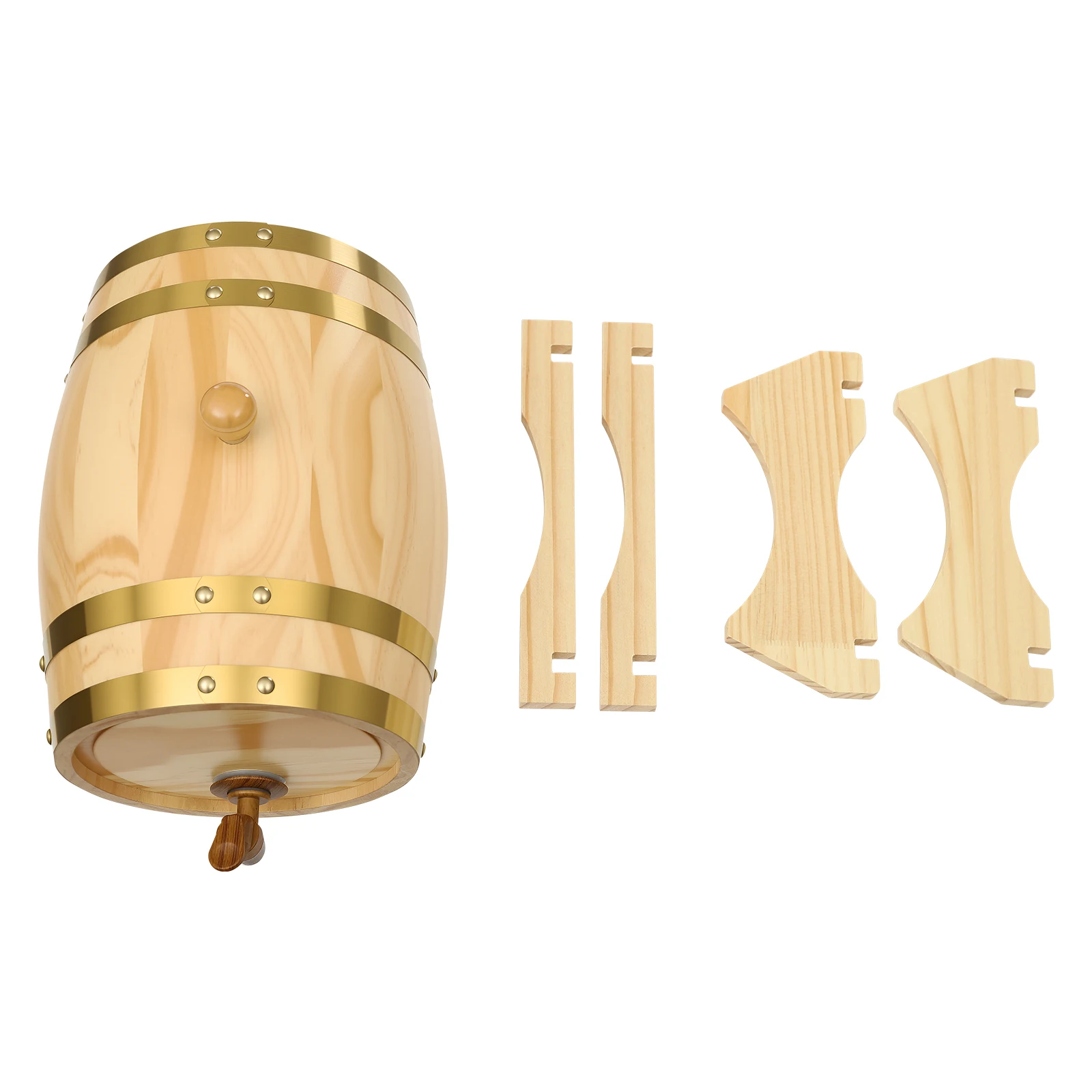 5L Pine Wine Barrel, Wine-Barrel, Wood Wine Container with Stand Faucet for Home Wine Cellar, Whiskey