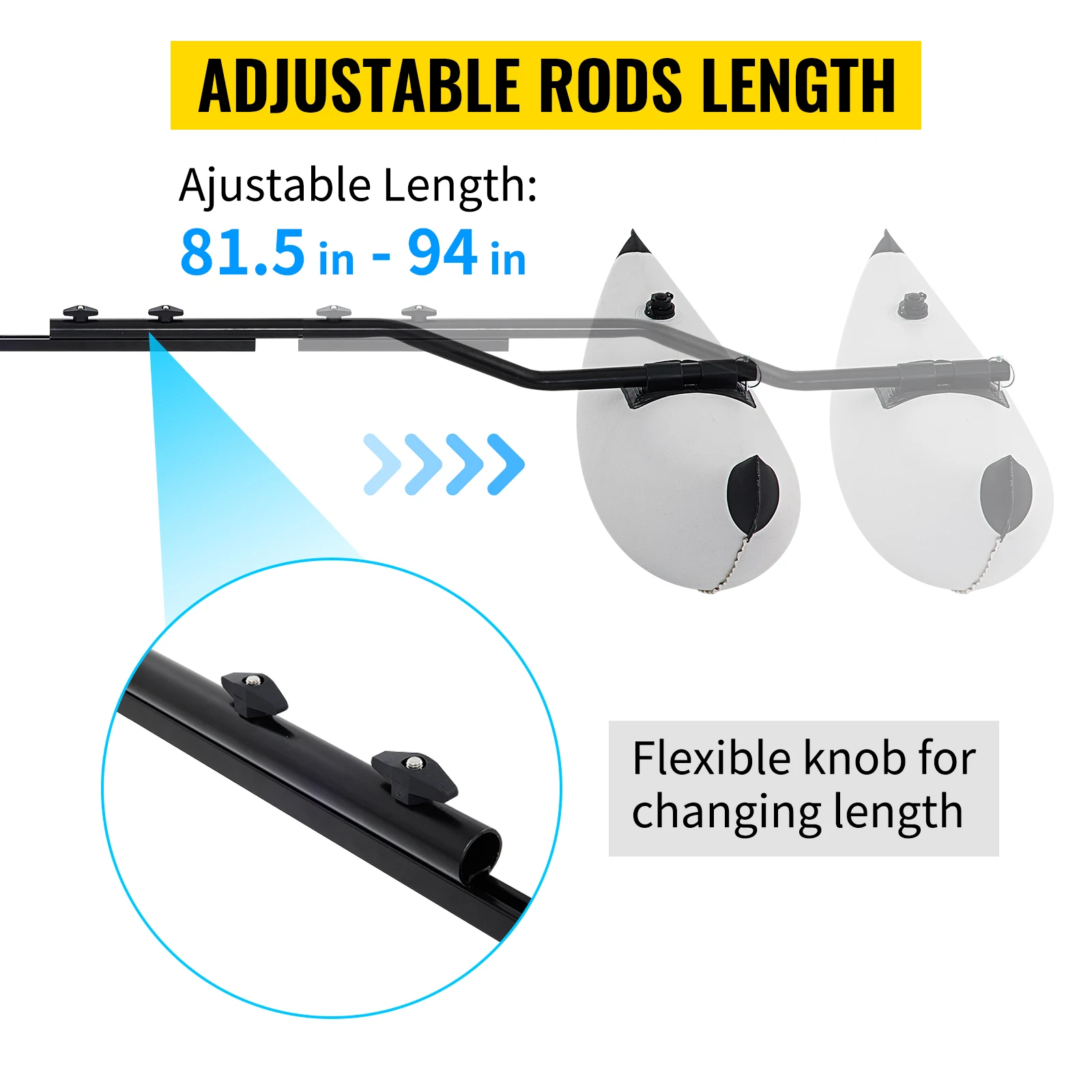 SucceBuy 2 PCS Kayak Outrigger Stabilizers PVC Inflatable Outrigger Float with Sidekick Arms Rod Fit for Canoes, Fishing Boats