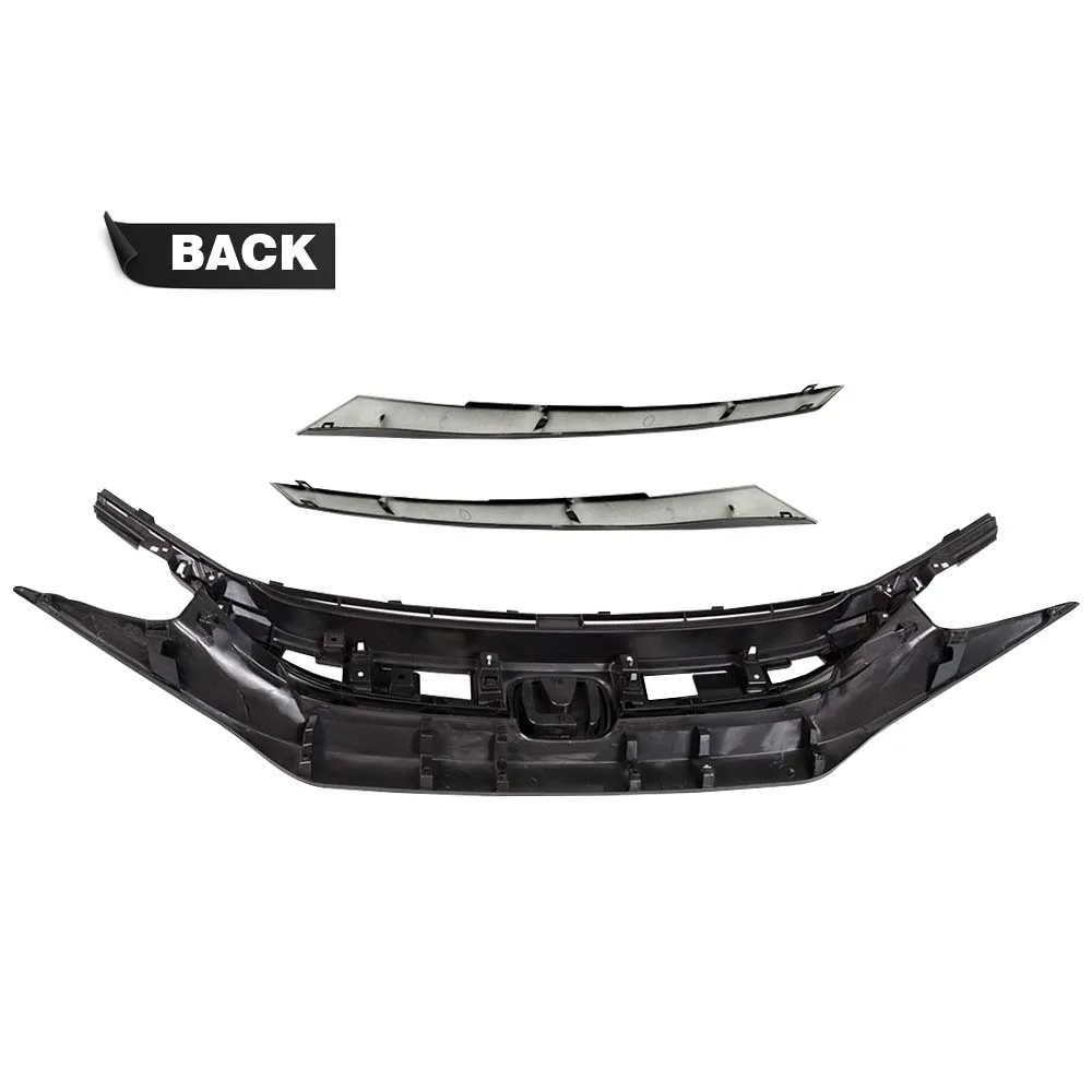 Black Factory Style Front Hood Mesh Grill Grille Eyelid Compatible with 2016-2018 Honda Civic