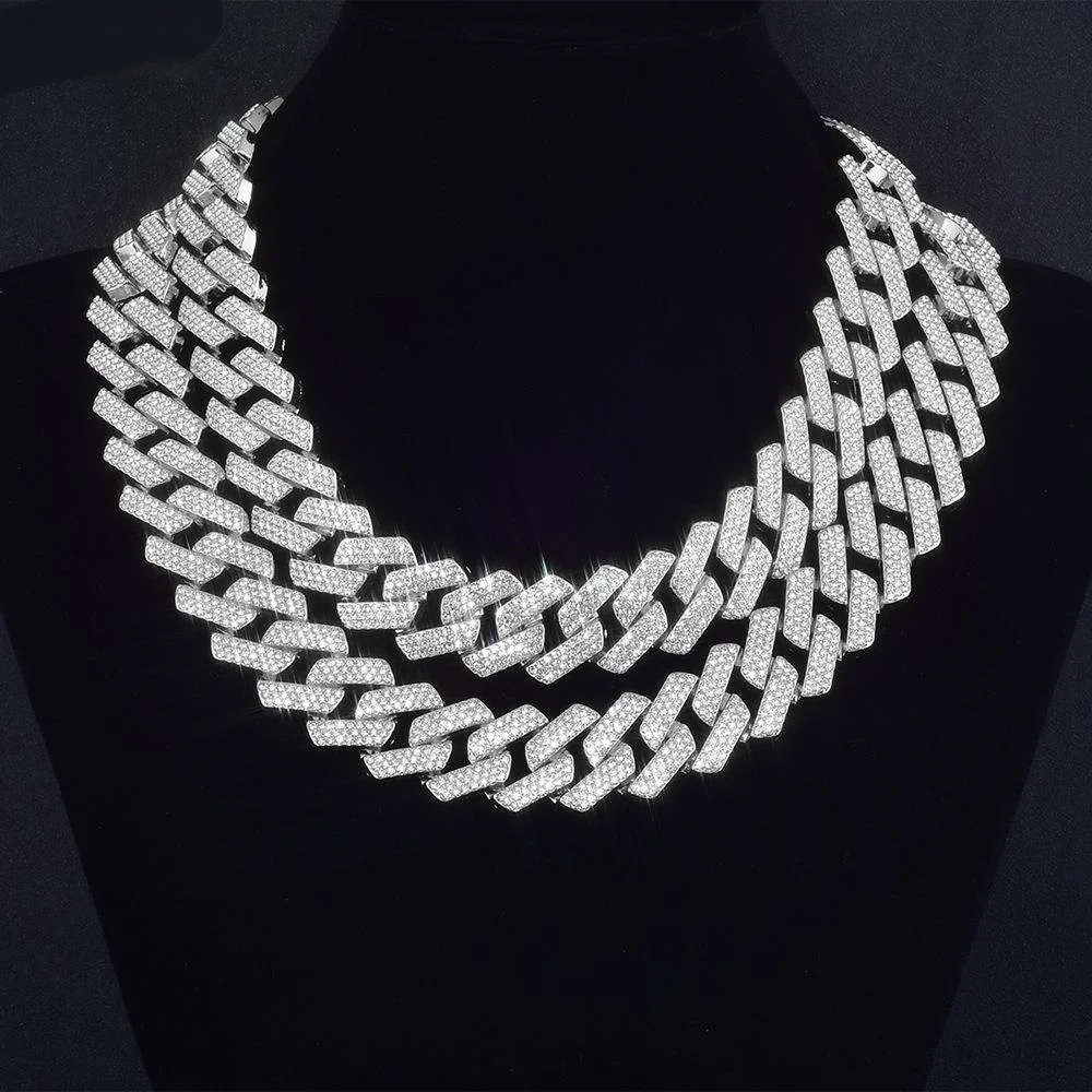Iced Out CZ Stone Men jewelry Hip Hop Micro Pave Cuban Link Chain High Quality Heavy Chunky Necklace 3 Rows Cubic Zirconia