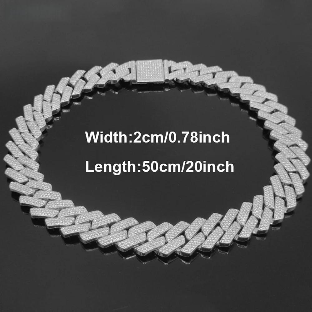 Iced Out CZ Stone Men jewelry Hip Hop Micro Pave Cuban Link Chain High Quality Heavy Chunky Necklace 3 Rows Cubic Zirconia