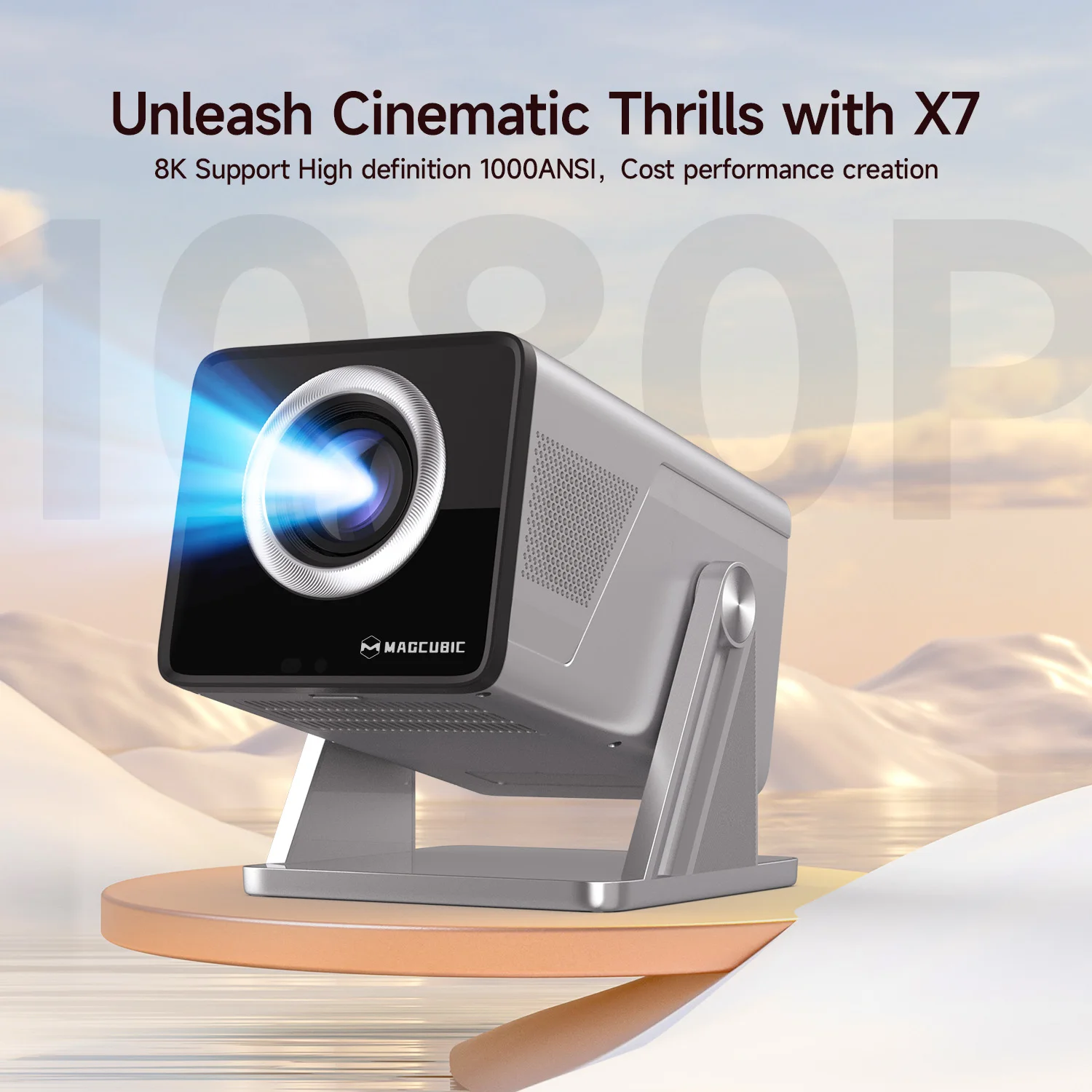 Magcubic 8K Support HD 1080P 1000ANSI X7 Projector With 5W Speaker Android 14 WiFi6 BT5.4 Outdoor Video Home Theater Projector