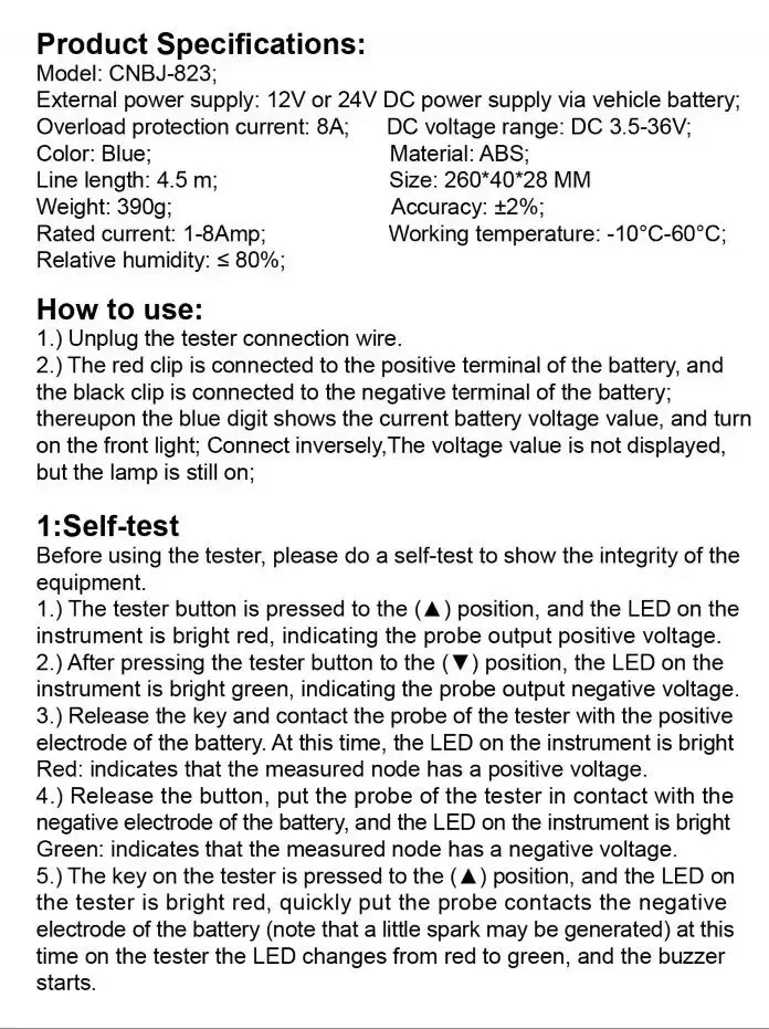 The Newest Electric Circuit Tester CNBJ-823 Automobile Electrical System Tester With Power Switch Vehicle Diagnostic Tool