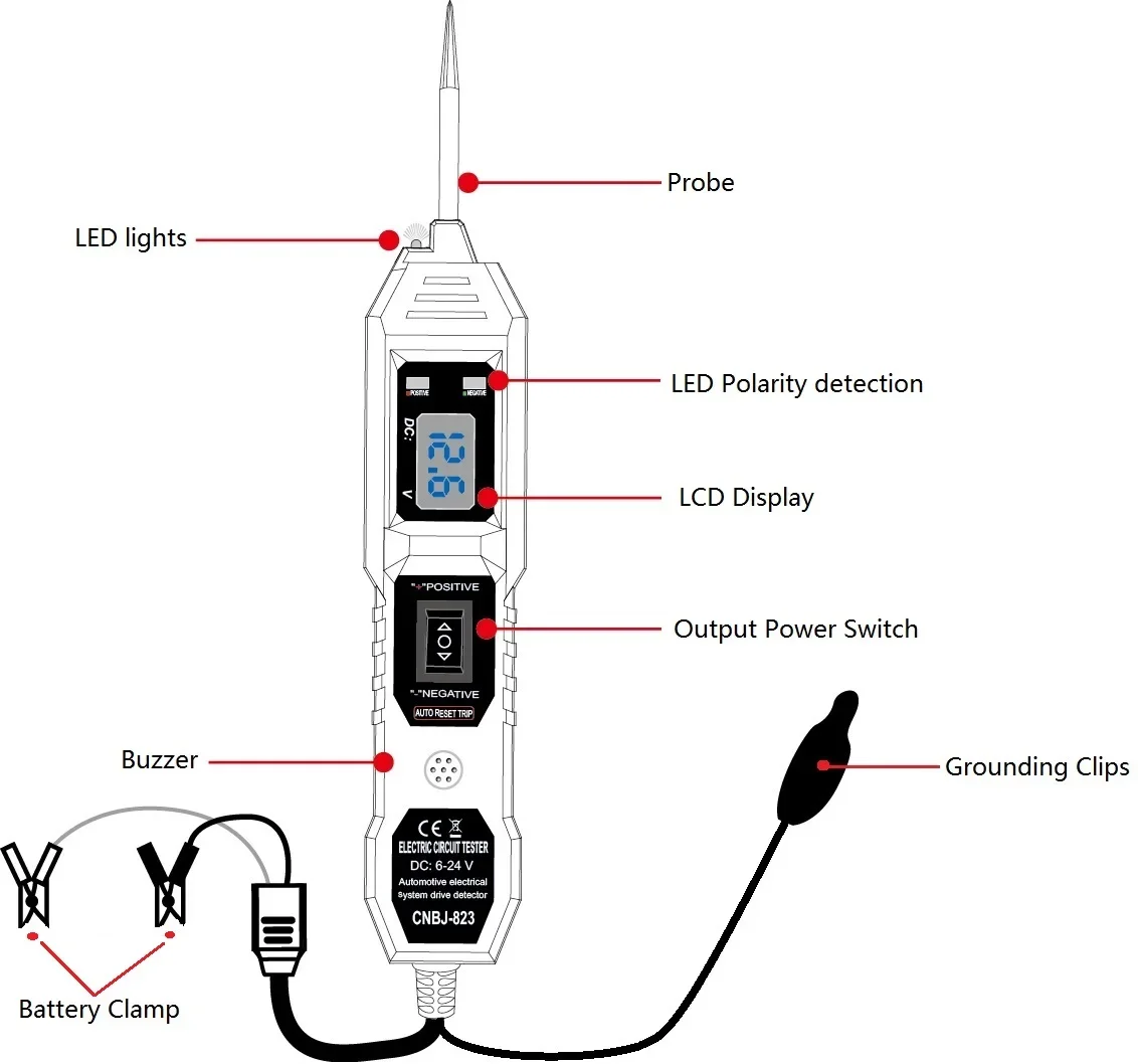 The Newest Electric Circuit Tester CNBJ-823 Automobile Electrical System Tester With Power Switch Vehicle Diagnostic Tool