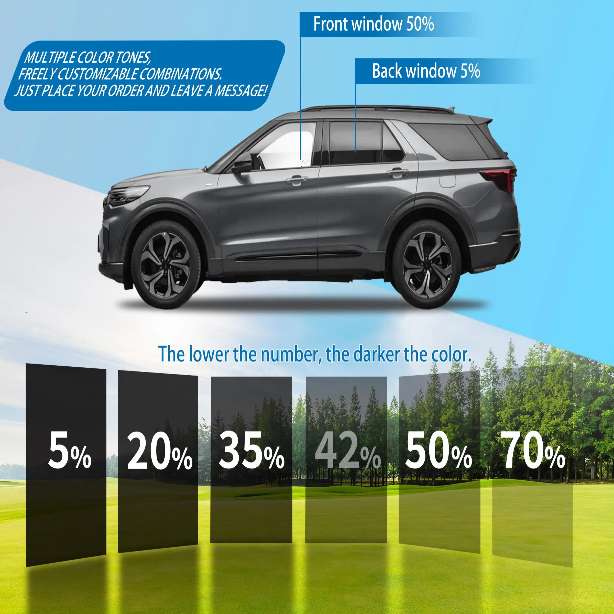 Pre-Cut Window Tint Car For Toyota Corolla 2014-2019 All Sides Sun UV-IR Blocking Heat & Glare 2Ply Window Protector Films Shade