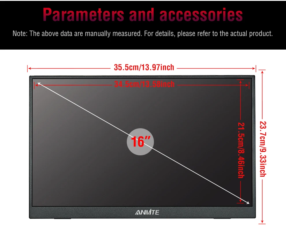 16 inch Portable Monitor 144Hz HDR IPS Gaming Monitor USB TYPE C HDMI for Phone Laptop Desktop Switch PS4 XBOX