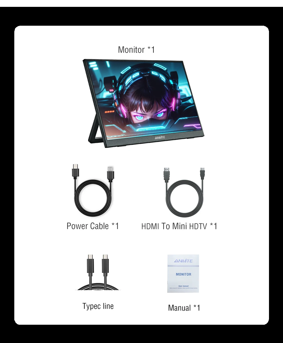 16 inch Portable Monitor 144Hz HDR IPS Gaming Monitor USB TYPE C HDMI for Phone Laptop Desktop Switch PS4 XBOX