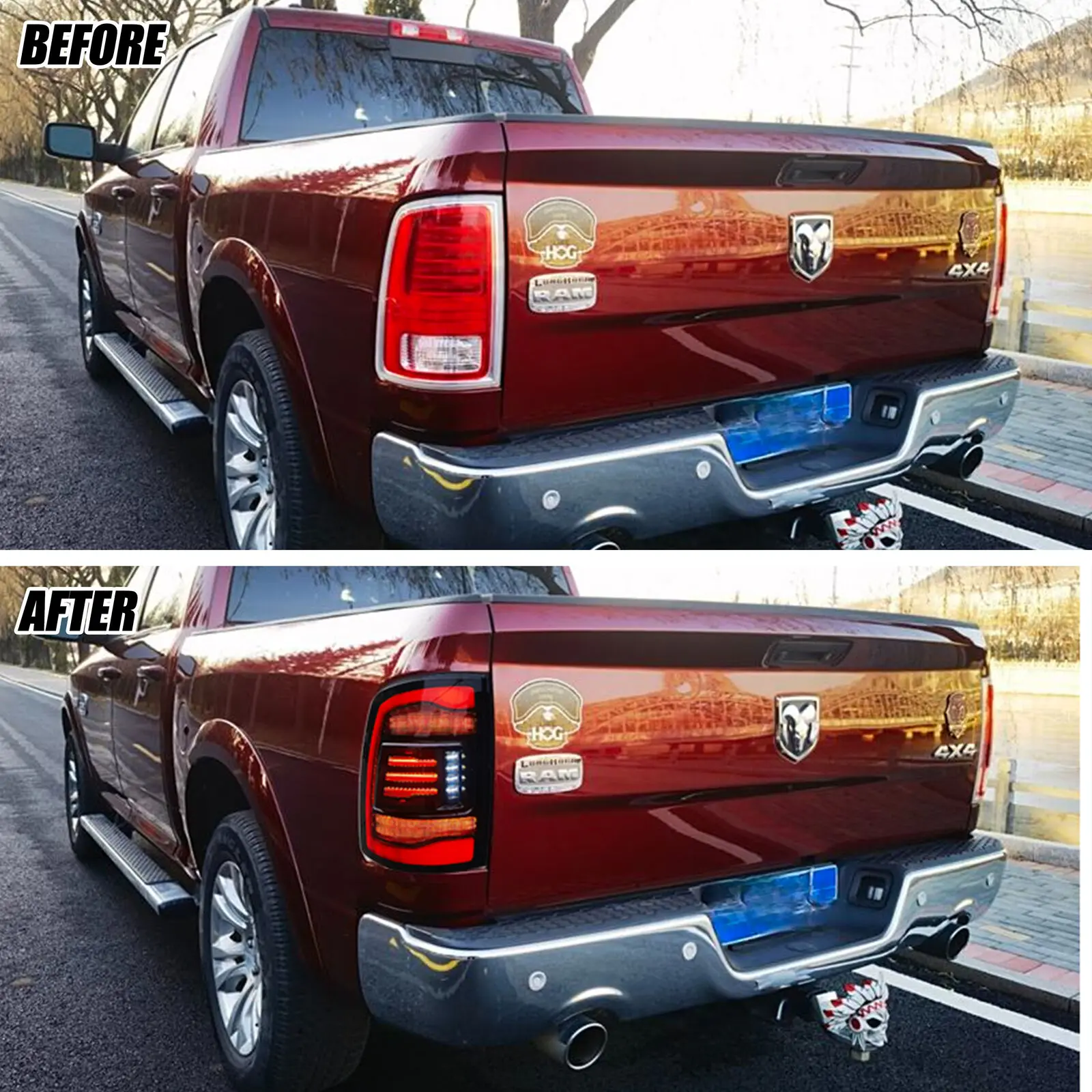 LED Tail Lights for Dodge Ram 1500 2500 3500  2009-2018 Sequential Turn Signal Start-up Animation Black Rear Lamps Assembly