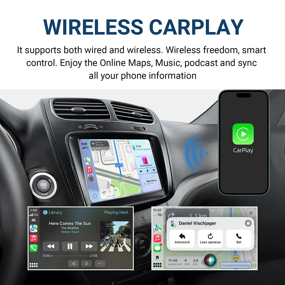 ANYFAR Original Car Screen Upgrade Wireless CarPlay Android Auto Retrofit Kit Decoder Box Navigation For Fiat Freemont 2013-2018