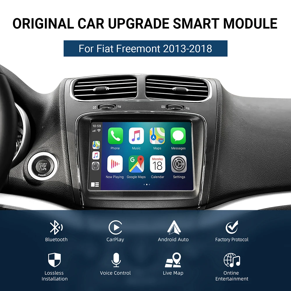 ANYFAR Original Car Screen Upgrade Wireless CarPlay Android Auto Retrofit Kit Decoder Box Navigation For Fiat Freemont 2013-2018